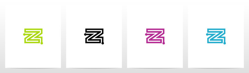Parallel Lines With Nodes Formed Letter Logo Design Z