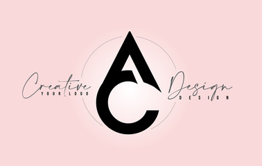 AC Letter Design Icon Logo with Letters one on top of each other Vector.