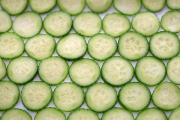 cucumber slices on white background