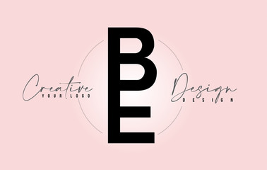 BE Letter Design Icon Logo with Letters one on top of each other Vector.