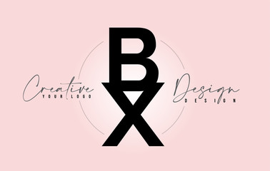 BX Letter Design Icon Logo with Letters one on top of each other Vector.