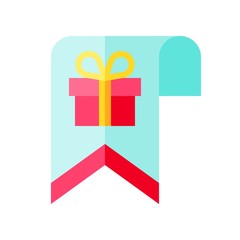 Gift box flag vector illustration, flat style icon