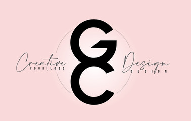GC Letter Design Icon Logo with Letters one on top of each other Vector.