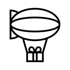 Balloon with Gift box vector illustration, line style icon