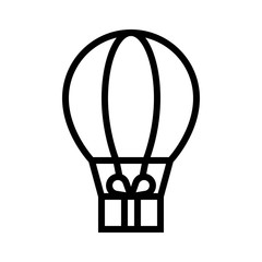 Parachute Gift box vector illustration, line style icon