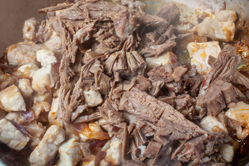 cooked beef meat from soup