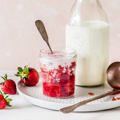 Crushed Strawberries with Milk