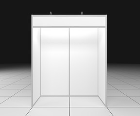 1x2 meters Blank Indoor Exhibition Trade information 3D render on white background, Template for easy presentation
