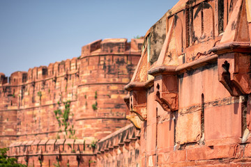 Historical Agra Fort of the Mughal dynasty emperors, a UNESCO World Heritage site in Agra, Uttar Pradesh, India
