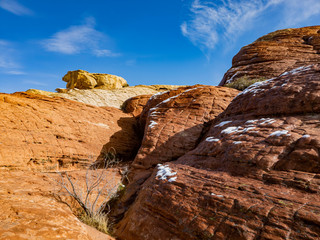 Obraz premium Winter snowy landscape of the famous Red Rock Canyon
