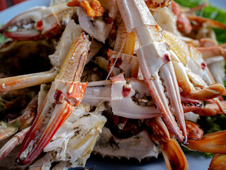 Steamed crab in plate