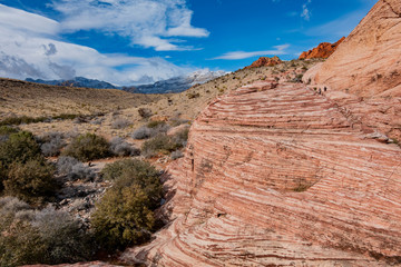 Winter snowy landscape of the famous Red Rock Canyon
