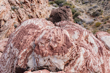 Winter snowy landscape of the famous Red Rock Canyon