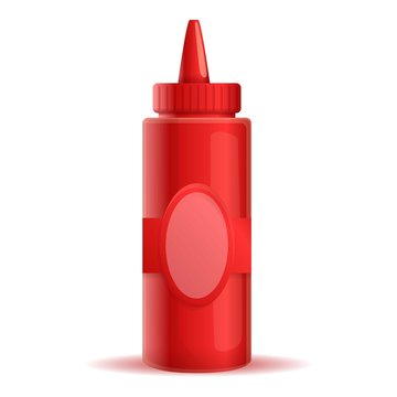 Ketchup plastic bottle icon. Cartoon of ketchup plastic bottle vector icon for web design isolated on white background