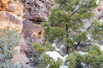 Winter snowy landscape of the famous Red Rock Canyon
