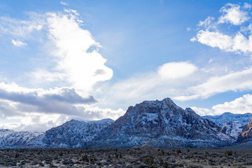 Winter snowy landscape of the famous Red Rock Canyon