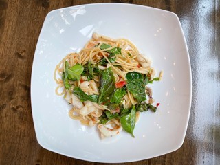 Spaghetti with Spicy Mixed Seafood