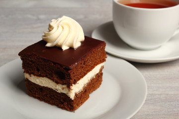 Cream Pie. Chocolate Sponge Cake filled with whipped cream.