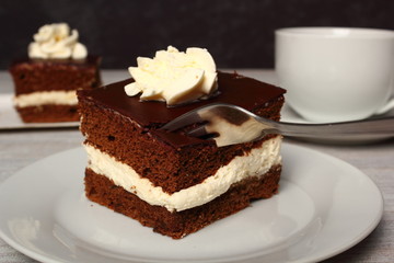 Cream Pie. Chocolate Sponge Cake filled with whipped cream.