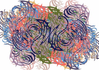 Abstract colored grunge texture of chaotic brush strokes for design of wallpaper, poster, illustration