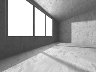 Dark concrete empty room. Modern architecture design