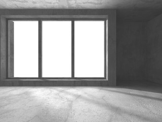 Dark concrete empty room. Modern architecture design