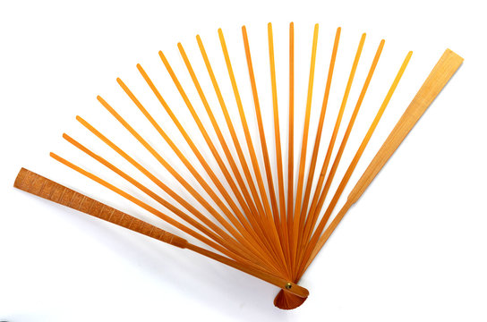 Fan bone of paper folding fan on white background