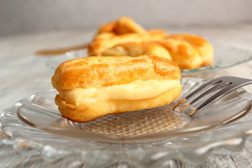 Eclair with cream
