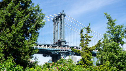 New York, NY, USA. Views of the Manhattan bridge from the historic and trendy Dumbo neighborhood....