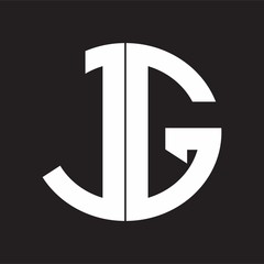 JG Initial Logo design Monogram Isolated on black and white