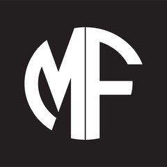 MF Initial Logo design Monogram Isolated on black and white