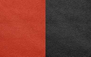 Fototapeta premium Texture of genuine leather. Black and red background.