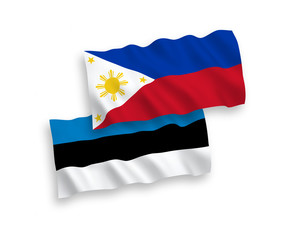 Flags of Philippines and Estonia on a white background