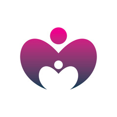 people purple love couple family group logo design