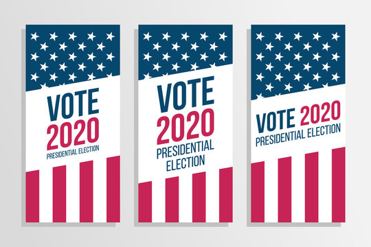 2020 Vote USA Presidential Election flyers set. Vector illustration.