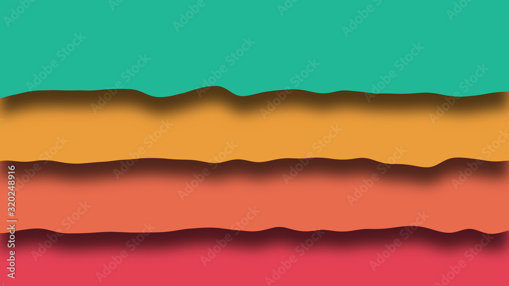 Poster digital wavy background from color layers. 3d rendering of modern art, computer created