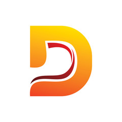 letter d red yellow bright color logo design