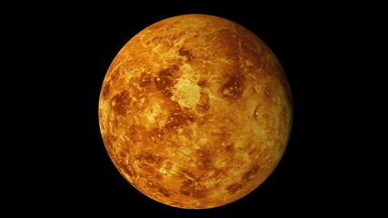 Rotation of the planet Venus, computer generated. 3d rendering of realistic scientific background. Elements of this image are presented by NASA