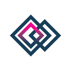 infinity square diamond color line logo design