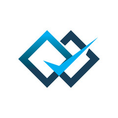 infinity diamond line color check logo design