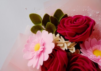 Beautiful Handmade Felt Flower Bouquets for Wedding or Engagement Gift. Lovely Flower Arrangements