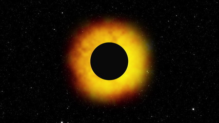 Computer generated solar eclipse against a starry backdrop, 3D rendering