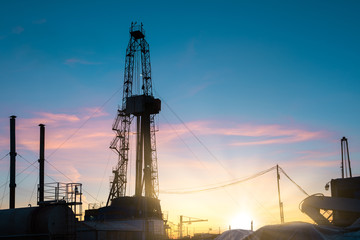 Oil and Gas Drilling Rig. Oil drilling rig operation on the oil platform in oil and gas industry