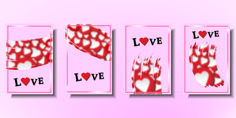 Set of festive backgrounds with blurry hearts for Valentine's Day and March 8th. Vector illustrations for posters or postcards. Can be use for poster, banner, cards and etc.
