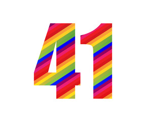 41 Number Rainbow Style Numeral Digit. Colorful Number Vector Illustration