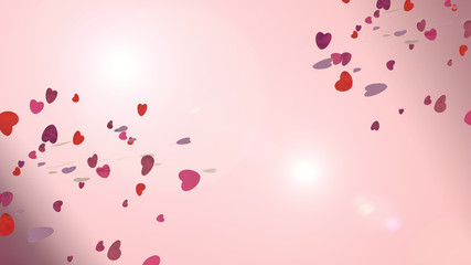 Hintergrund 3D Rendering rosa mit fliegenden herzen in rot rosa pink und violett