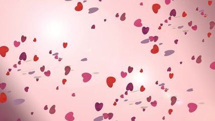 Hintergrund 3D Rendering rosa mit fliegenden herzen in rot rosa pink und violett