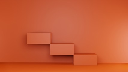 Orange floor minimal abstract geometric 3d rendering.