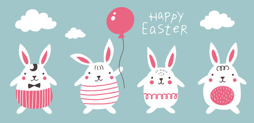 Set of easter bunnies.