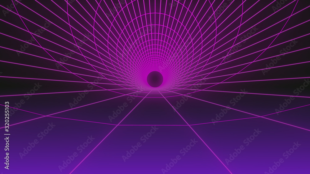 Aufkleber abstract geometric wireframe tunnel structure fly through background. futuristic connection polygona